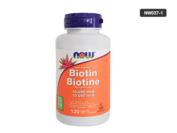 Now Max Strength Biotin 10000 mcg 120 Veg Capsules - Supports Skin Health, Strengthens Nails, and Promotes Hair Health.